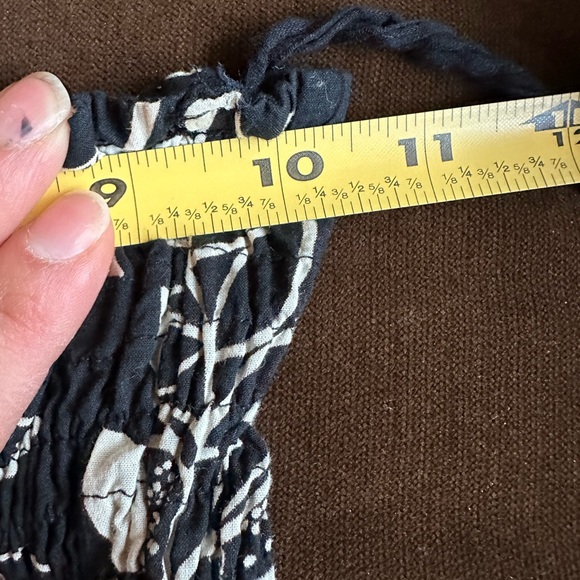 LAN Z Black White Floral Print Strapless Flounced Summer Dress Stretch Top SZ S - Picture 9 of 9